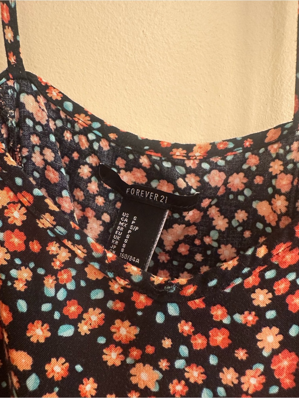 Forever 21 Black Floral Slip Dress with Orange & Pink Flowers - Picture 4 of 5